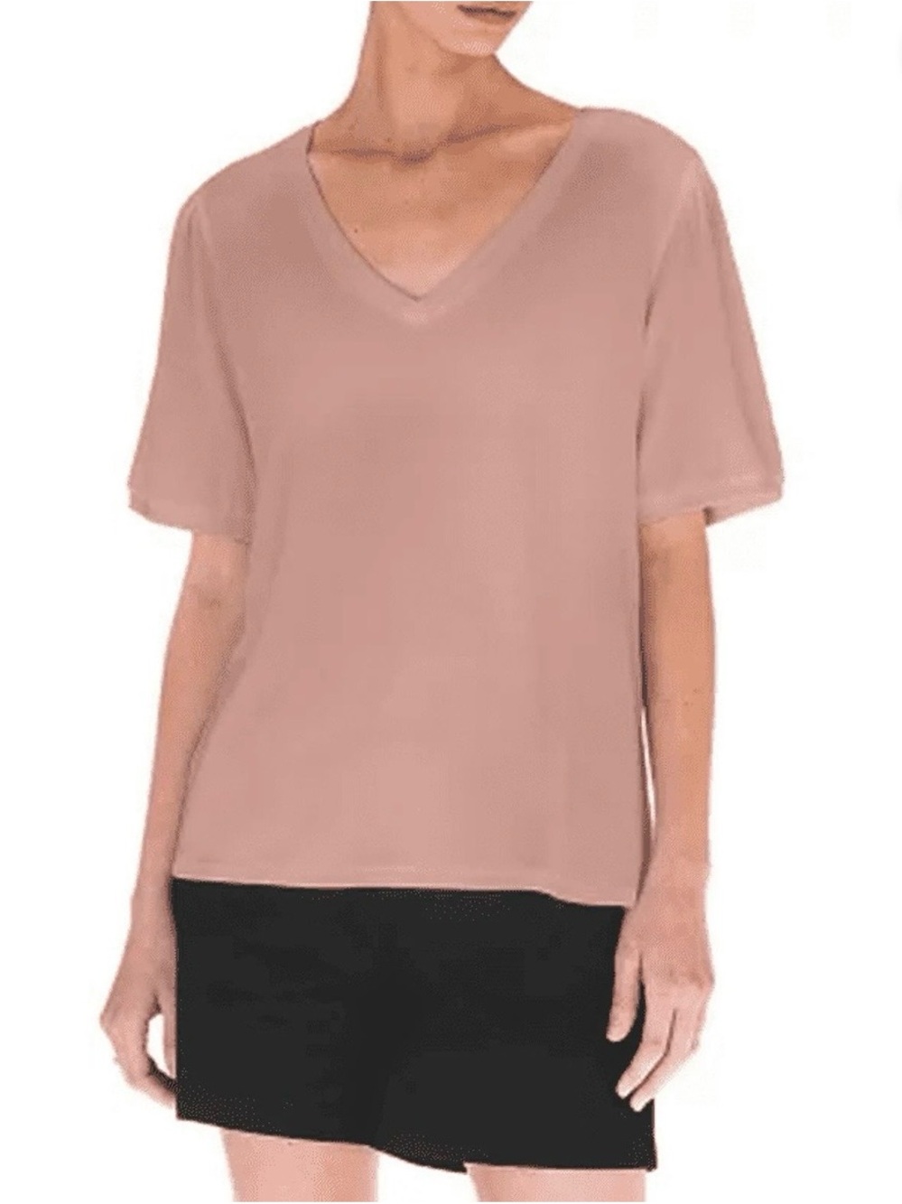 Mod Ref V-Neck Short Sleeve Top in Dusty Mauve
